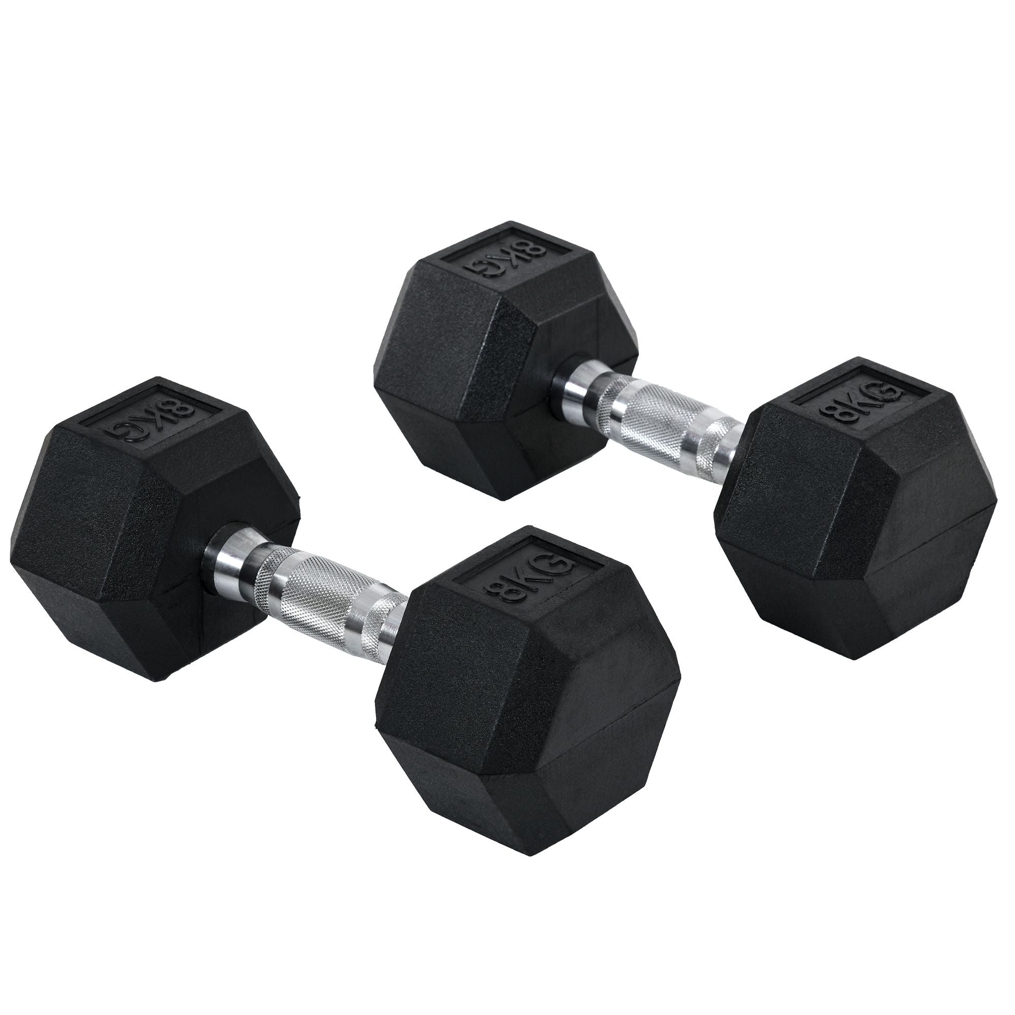 Hexagonales Kurzhantel-Set insgesamt 16 kg – Krafttraining & Gewichtheben – Metall Gummi schwarz