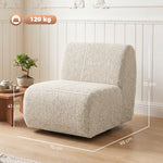 Fauteuil de salon pivotant 360°, canapé 1 place rembourré en chenille avec assise extra-large, rembourrage épais, beige
