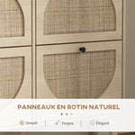 Meuble à chaussures 4 abattants 20 paires étagère réglable style bohème pieds en bois massif 105 x 24 x 97,5 cm naturel
