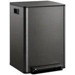 Küchenabfalleimer mit 2 Fächern à 2 x 30L, Edelstahl, Soft-Close-Deckel, 47,7x37,5x66,8cm, schwarz