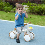 Draisienne vélo Enfant 4 roues selle réglable, guidon ergonomique alliage alu. PP, enfant 1 à 3 ans - Marron Blanc
