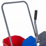 Professioneller Reinigungswagen mit Backenpresse, 2 Eimern à 25 l, 73 L × 45 B × 92 H cm, Kunststoff, grau/blau/rot
