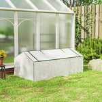 Mini Serre de Jardin à Toit Pointu, Fenêtre avec Moustiquaire Intégrée, Métal Thermolaqué, 180 x 90 x 70 cm, Blanc