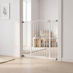 Barrera de seguridad para perros extensible 74-100 cm cierre automático fijación a presión sin taladrar blanco