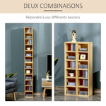 Lot de 2 étagères colonnes Armoire de Rangement CD-DVD 6 + 6 Compartiments dim. 21L x 19l x 88H cm capacité Max. 160 CD Naturel