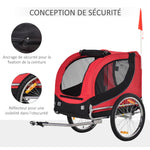 Remolque de bicicleta para perros y mascotas con 8 reflectores y bandera roja, negro