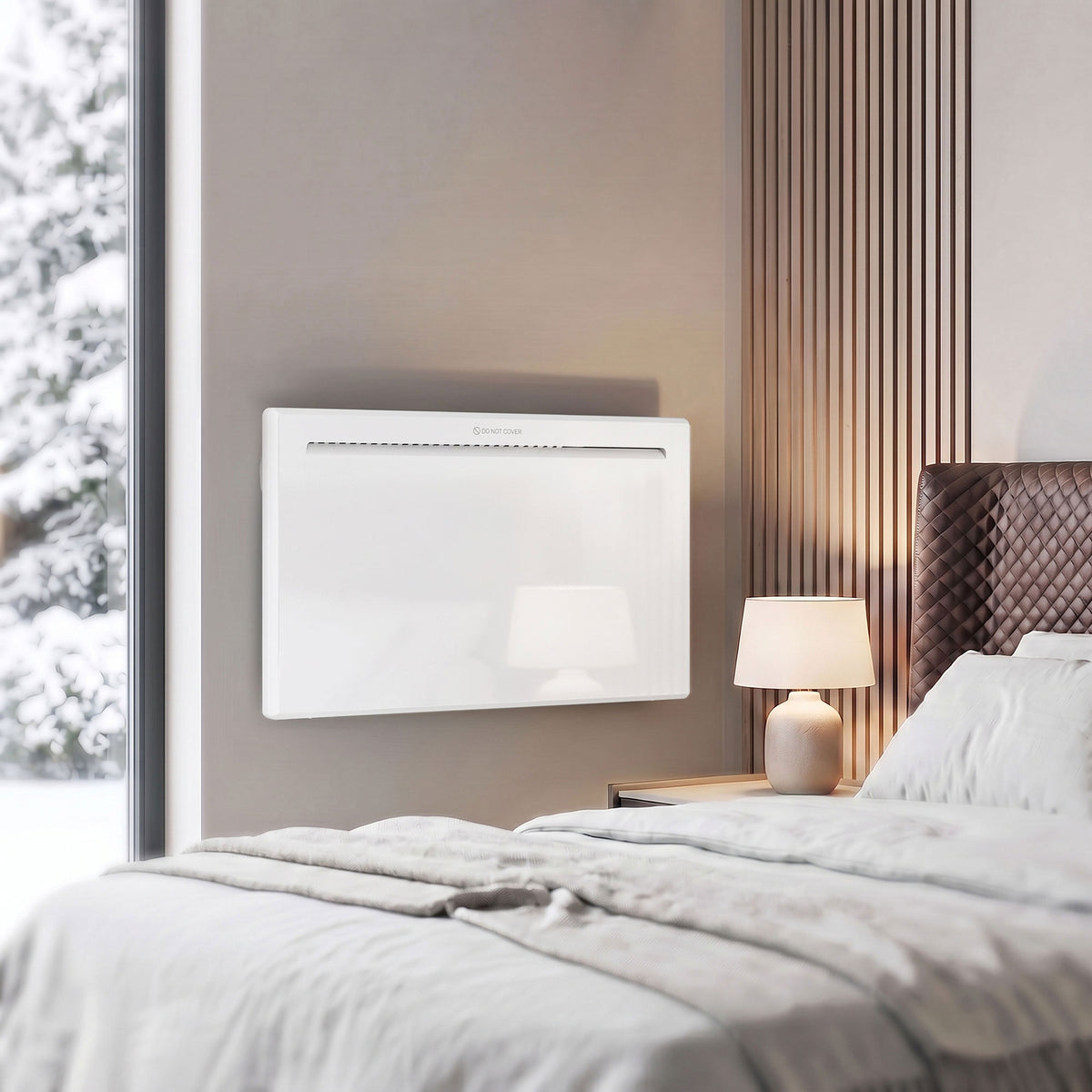 WLAN-fähiger Elektroheizkörper 1500 W, freistehend oder wandmontiert, Sprachsteuerung, 4 Modi, LED-Display, 70x21,5x43,5 cm, weiß