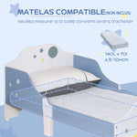 Lit pour enfants de 3 à 6 ans design étoiles sommier à lattes inclus chambre moderne 143 x 74 x 59 cm bleu blanc