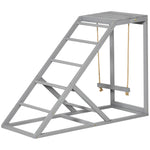 Perchoir en bois pour poule, aire de jeux en bois pour poules avec balançoire, échelle, plateforme, 96 x 40 x 71 cm, gris