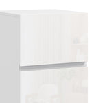 Set di 2 Comodini, Tavolini con 2 Cassetti, Frontali Lucidi, Ampio Piano, 40x40x58cm, Bianco