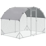 Grand enclos poulailler 5,32 ㎡ parc grillagé toit anti-UV porte verouillable 2,8 x 1,9 x 1,97 m argenté