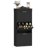 Meuble à chaussures, armoire à chaussures 3 portes abattants 15 paires, étagères réglables, 54 x 24 x 117,5 cm, noir