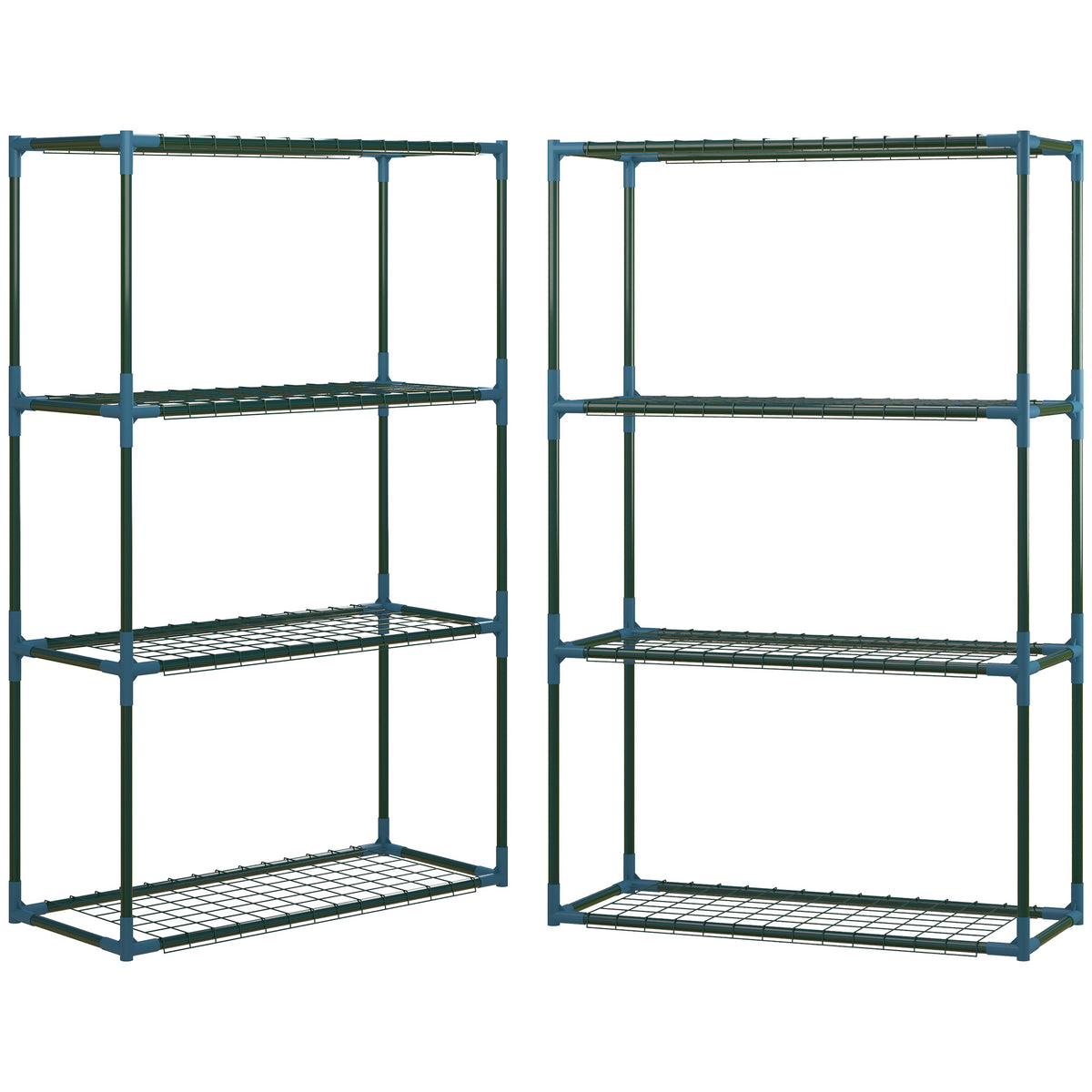 Lot de 2 Étagères à Fleurs en acier 4 Niveaux Intérieur et Extérieur, support de plantes 70 x 27 x 110 cm, vert