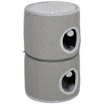 Tour pour chat modulable tonneau griffoir chat avec fermeture éclair séparable 3 niveaux deux balles Ø 42 x 69H cm gris