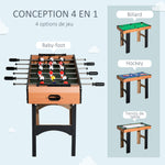 Mini Table multi jeux 4 en 1 babyfoot billard air hockey ping-pong avec accessoires en bois 92L x 78l x 80H cm