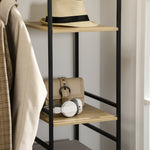 Penderie portant à vêtements style industriel en métal avec tringle et 4 étagères - dim. 100L x 46L x 170,5H cm