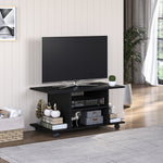 Meuble TV avec Roulettes 80 cm, Meuble Télé pour Téléviseur jusqu'à 42 Pouces avec Étagères Ouvertes, Style Moderne, Banc TV pour Salon, Chambre, Noir