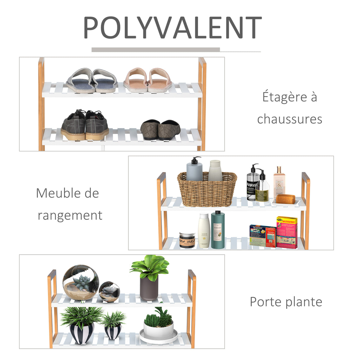 Etagère à Chaussures - étagère de Rangement - Meuble Chaussures 4 Niveaux Bois de pin étagères à Lattes MDF Blanc