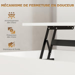 Table basse relevable, table de salon avec compartiment caché et 2 tiroirs, 100 x 50 x 44 cm, blanc