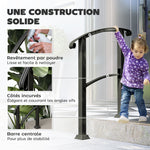 Rampe d'escalier 1 à 3 marches garde-corps pour escalier réglable 0-45° avec kit d'installation 71 x 8 x 148 cm noir