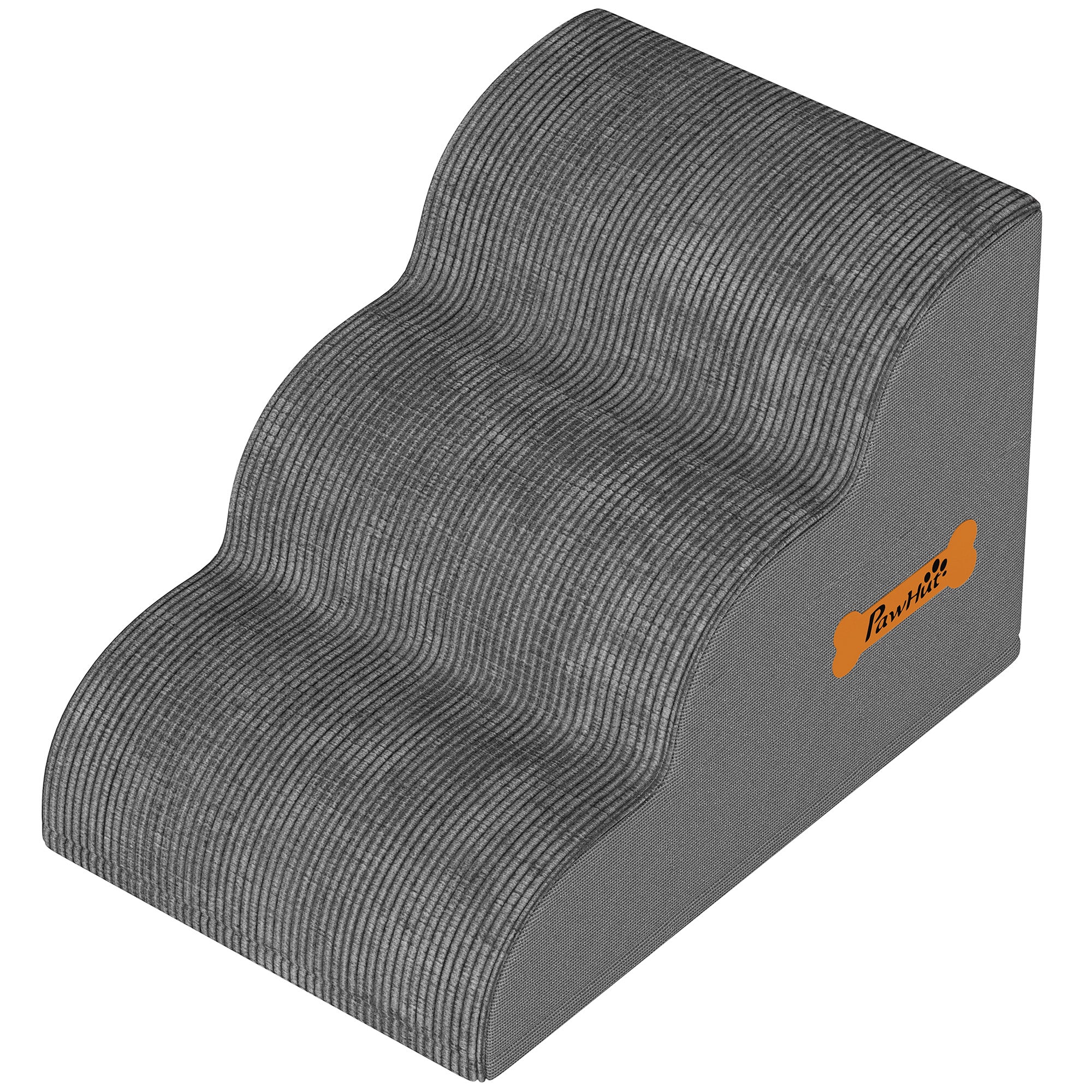 Escalier pour Chien Incurvé Housse Lavable Poignée Rampe pour Animaux 3 Marches Gris
