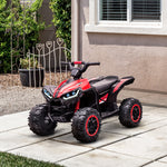 Quad elettrico per bambini da 3 a 5 anni, 12 V, 2 motori, 2 velocità, 3-6 km/h, fari a LED, clacson, rosso
