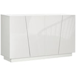 Meuble de rangement avec placards à portes et étagère réglable, 150 x 40 x 88 cm, blanc brillant