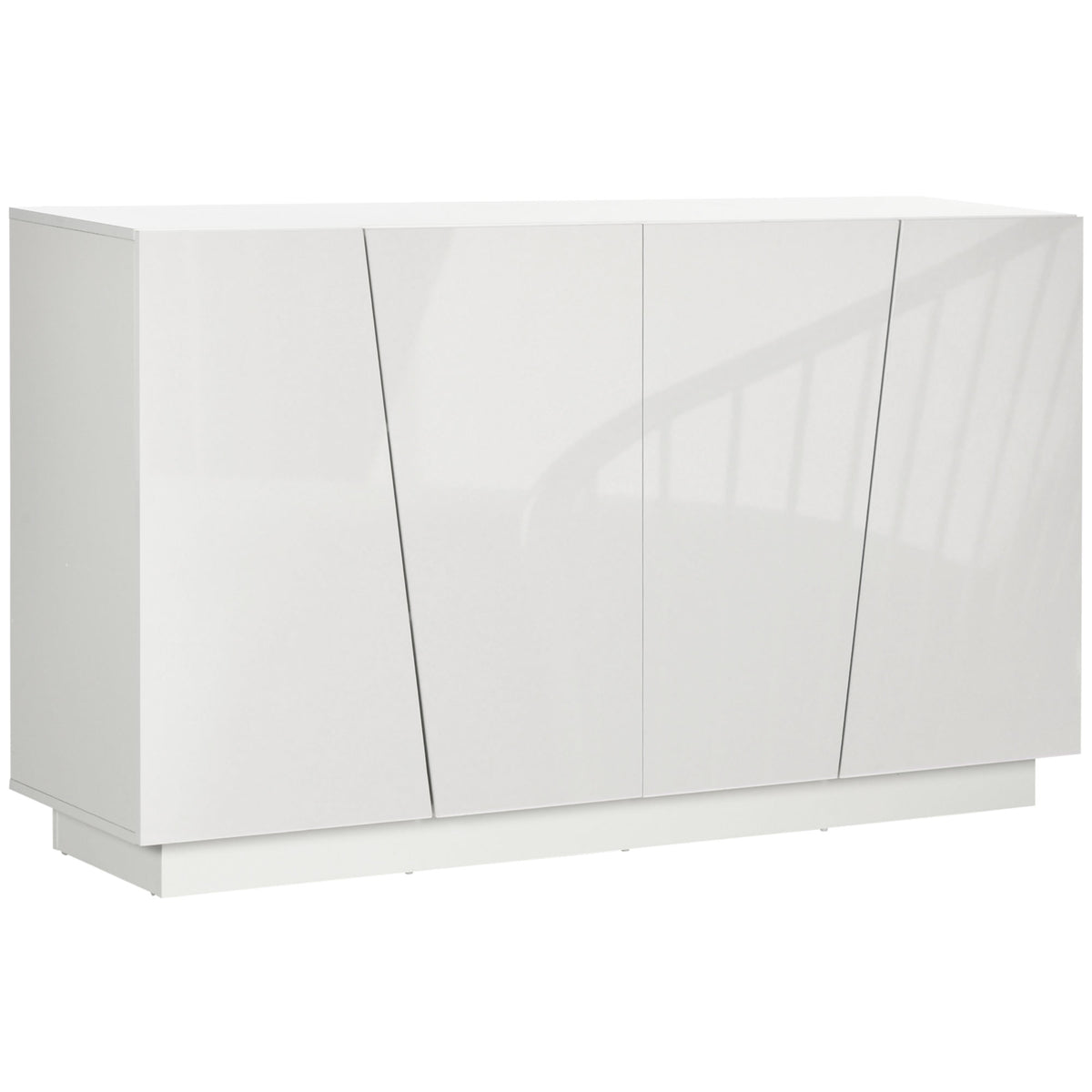 Meuble de rangement avec placards à portes et étagère réglable, 150 x 40 x 88 cm, blanc brillant
