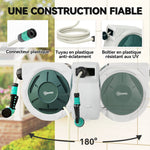 Enrouleur Tuyau Arrosage Mural 30 m x Ø 15 mm Dévidoir Automatique de Tuyaux d'Eau Rétractable Automatique gris