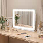 Miroir Lumineux LED intensité 3 modes d'éclairage, grossissement 10X,  port de charge USB, touche tactile - 80 x 62 cm