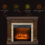 Cheminée électrique, cheminée décorative 1800W effet flamme, luminosité et température réglables, 80x21,6x67,8cm, marron