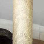 Arbre à chat griffoir grattoir design jeu boule suspendue + plateforme peluche sisal naturel gris foncé