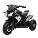Elektro-Motorrad für Kinder, 3 Räder, 6 V, Elektroauto für Kinder mit Licht- und Soundeffekten, Geschwindigkeit 3 km/h, für 3 bis 5 Jahre, belastbar bis 25 kg, Schwarz und Weiß
