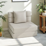 Chauffeuse canapé-lit convertible fauteuil 1 place avec 1 coussin déhoussable, tissu beige