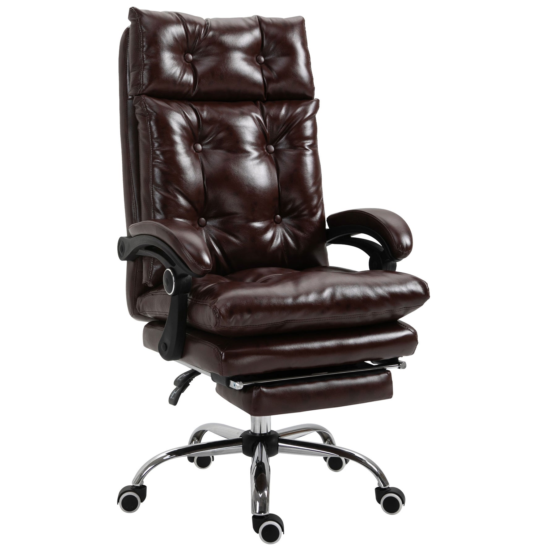 Fauteuil de bureau chaise de bureau ergonomique avec hauteur réglable dossier inclinable repose-pied rétractable marron