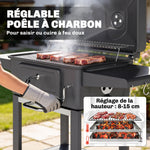 Barbecue Charbon de Bois Chariot Grill de Jardin avec Couvercle XXL Bac à Charbon et Évents Réglables 112cm Noir