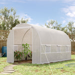 Serra a tunnel da giardino 8m², serra a tunnel con porta e 6 finestre, telo in PE 140 g/m² 400 x 200 x 200 cm bianco
