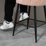 Lot de 2 tabourets de bar, chaises de bar avec dossier et repose-pieds, pieds en acier, 52 x 53 x 93 cm, rose