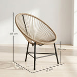 Lot de 2 Fauteuils de Jardin Acapulco Résine Tressée, Structure Triangulaire en Acier, Charge 120 kg, 72x68x81cm, Naturel