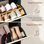 Meuble à chaussures 15 paires, armoire à chaussures moderne avec 2 tiroirs rabattables, 83x24x90,5cm, noir