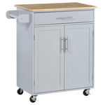 Carrito de cocina con ruedas, carrito de servicio, isla de cocina con cajón, armario y toallero - gris