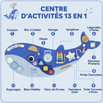 Busy Board Jouet, Tableau d'Activités Murale Baleine, Planche Motricité Bébé Educatif pour Garcon Fille dès 2 Ans, Bleu