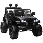 Voiture électrique pour enfants 12V avec télécommande, suspension à 4 roues, phares et klaxon, MP3, vitesse 3-5 km/h, pour 3-6 ans - noir