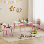 Table enfant avec chaise, ensemble table et 2 chaises en bois pour dessiner, jouer, étudier, rose