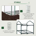 Serre de Jardin PVC avec Étagères 4 Niveaux, Serre de Balcon, Bâche Renforcée 140g/m², Châssis en Acier, Porte Zippée Enroulable, pour Légumes et Plantes, Extérieur, 70x50x160cm, Transparente