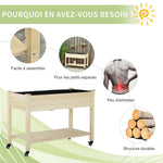 Jardinière sur Pieds - Potager sur roulettes - étagère, Inserts d'irrigation, Feutre de Drainage Inclus - Bois