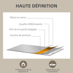 Miroir mural rectangulaire 90 x 70 cm, cadre en bois blanc, idéal pour la salle de bain, salon ou chambre