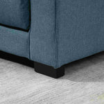Canapé droit convertible 2 places - dossier capitonné - 147,5 x 75 x 85 cm - bleu