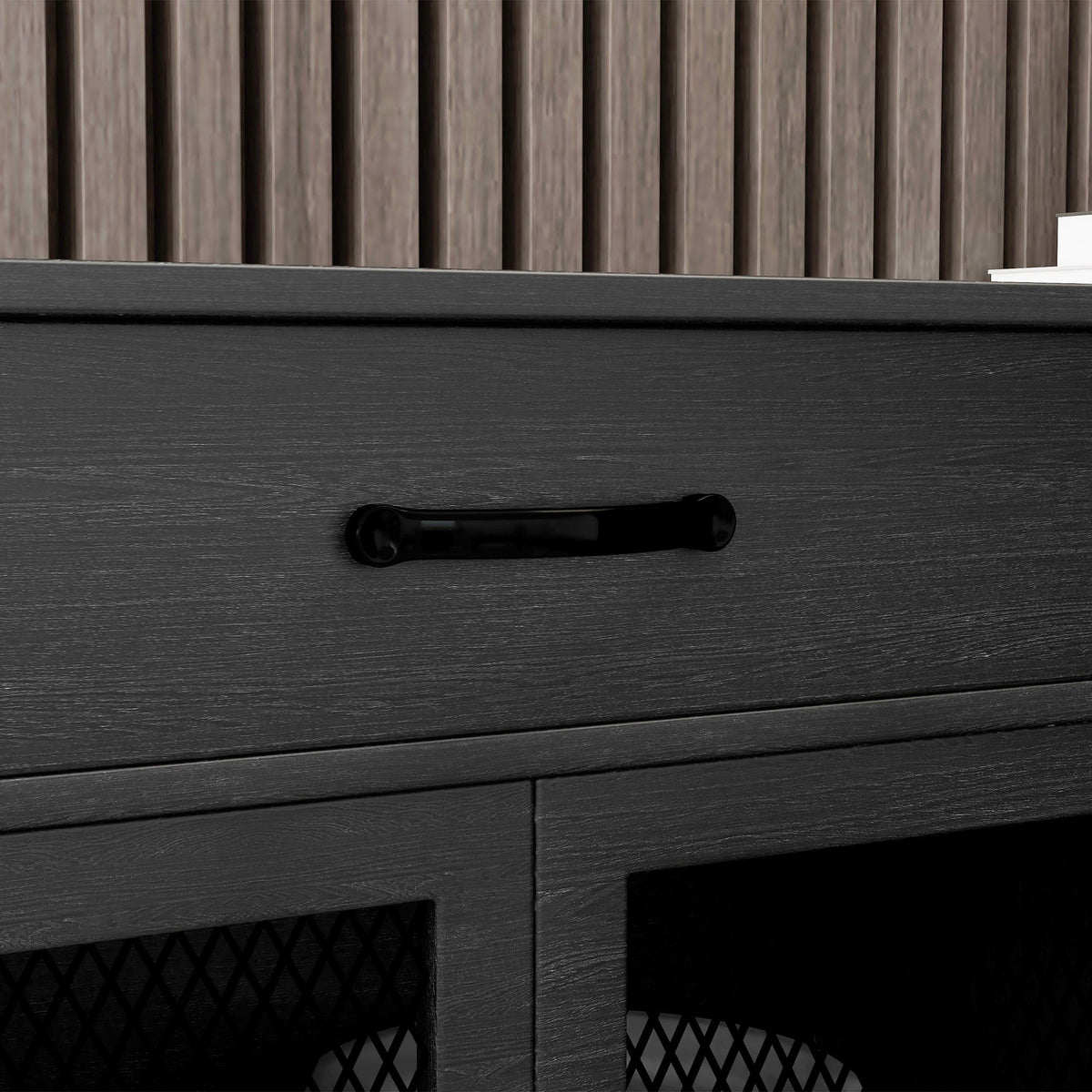 Lowboard Aufbewahrungsschrank 4 Türen mit verstellbaren Einlegeböden und 2 Schubladen Industrial-Stil 150 x 40 x 85 cm schwarz