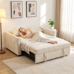 Canapé Convertible 2 Places 3 en 1, Canapé-Lit Clic Clac en Chenille 142 cm, Dossier Réglable, 2 Oreillers, Beige-9
